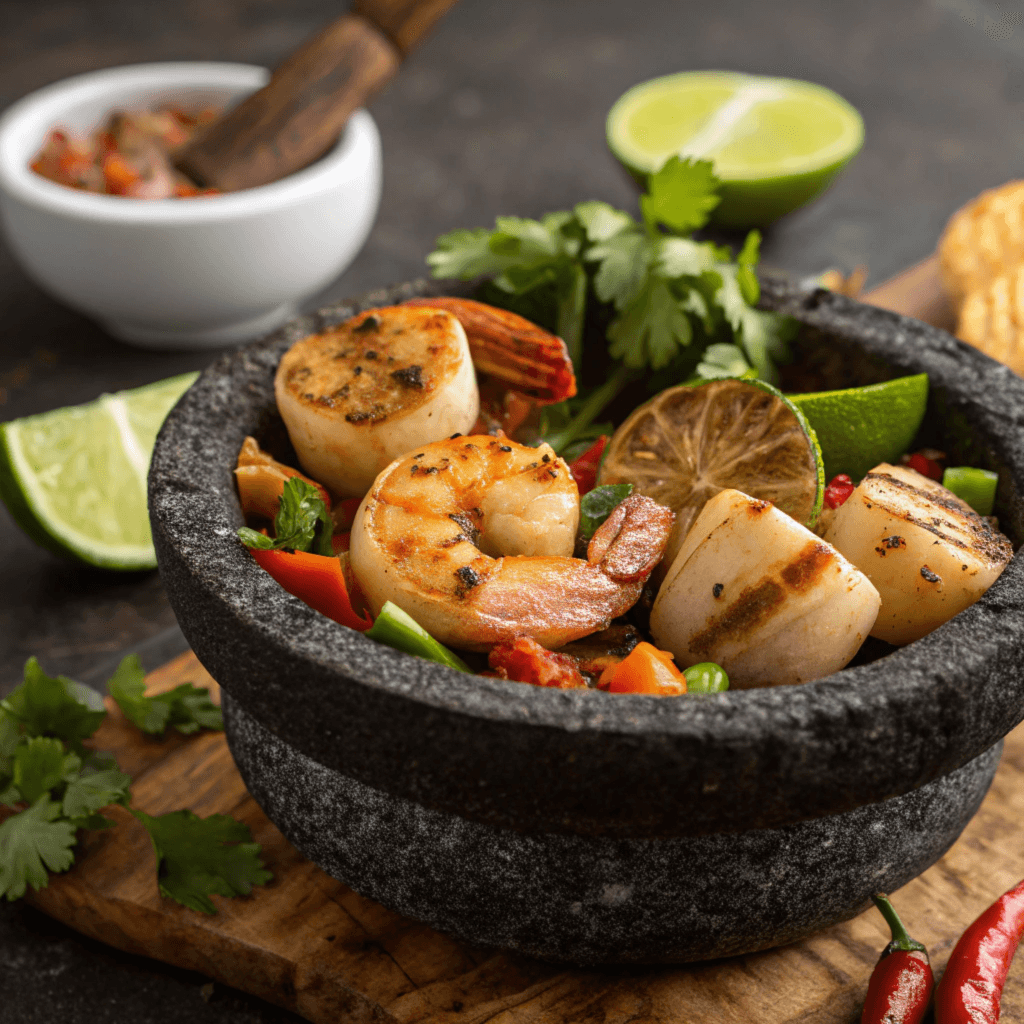 Seafood molcajete variation