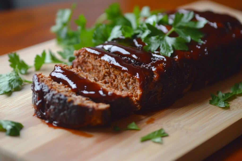 Meatloaf with barbecue sauce glaze