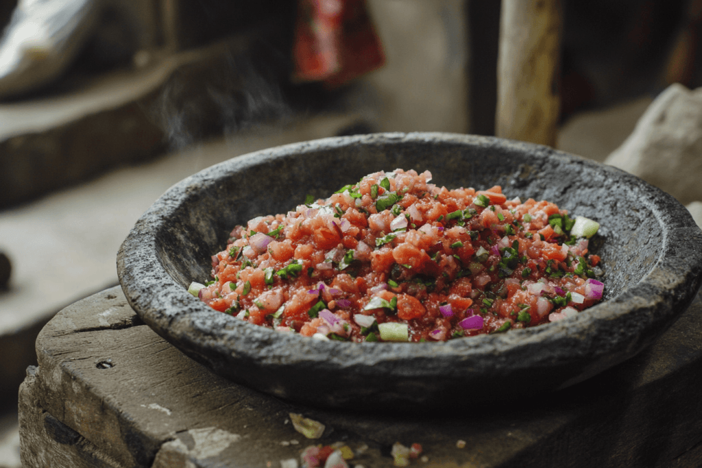The Curing Process: Grinding Rice in a Molcajete