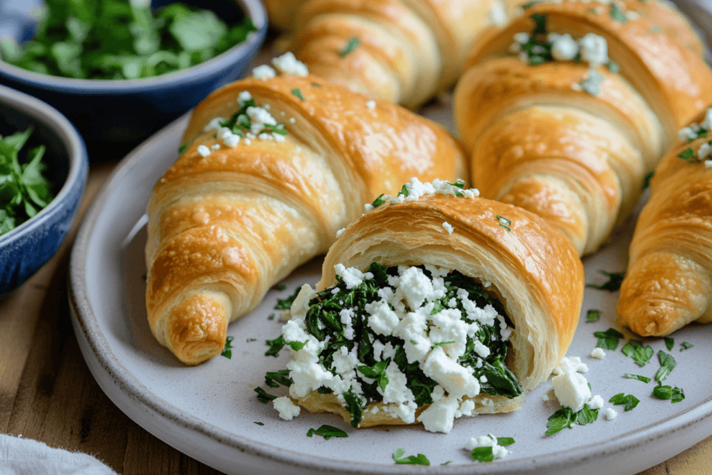 Spinach and feta stuffed crescent rolls