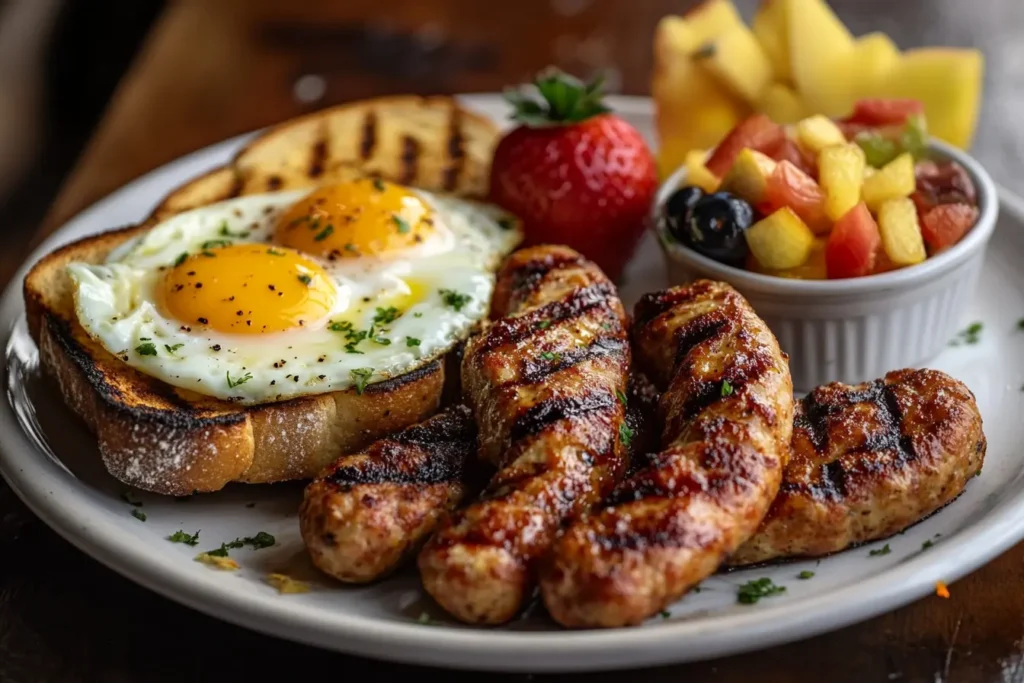 Grilled chicken apple sausage with vegetables