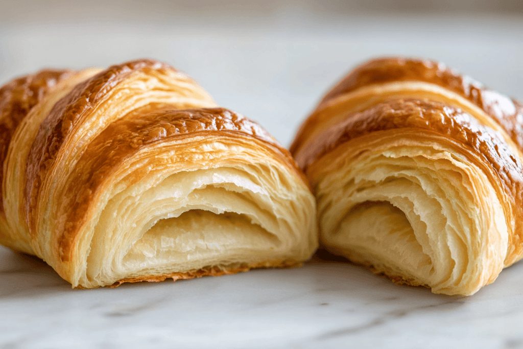 Croissant and crescent roll cross-section comparison