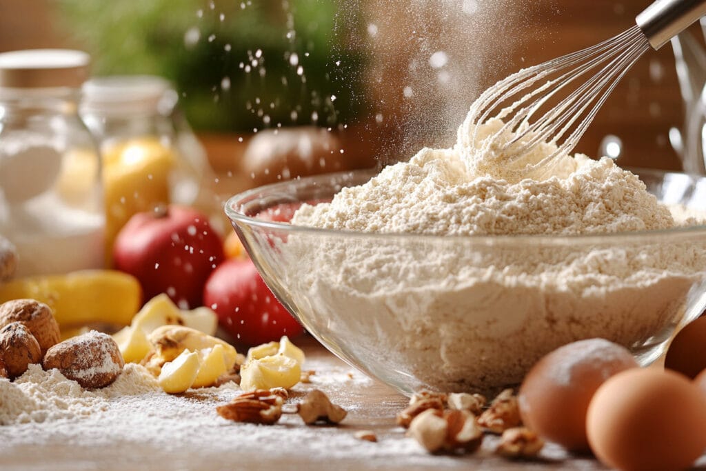 Mixing dry ingredients for homemade hotcake mix in a bowl