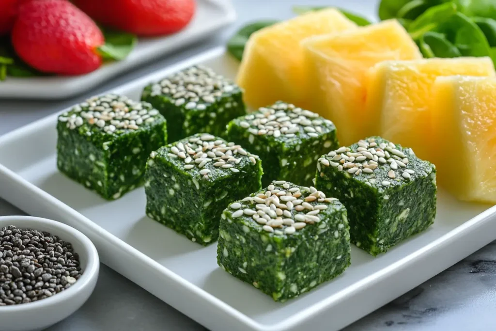 A healthier version of pandebono with added spinach and seeds.