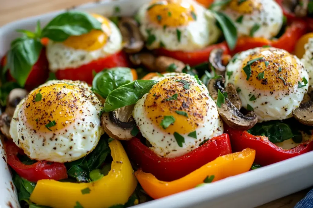 Vegetable-loaded cottage cheese egg bake