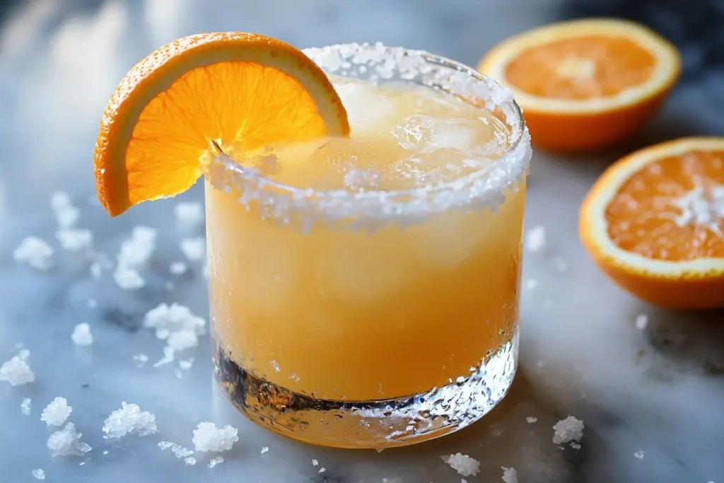 Adrenal cocktail with orange juice and sea salt